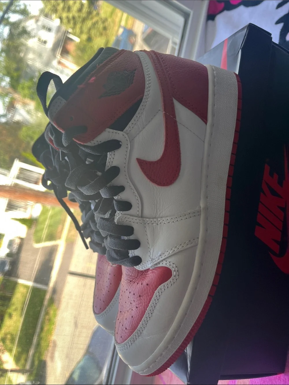 Nike Red, White & Black High-Top Basketball Sneakers
